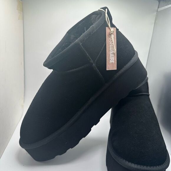 CUSHIONAIRE Women's Genuine Suede pull platform boot +Memory Foam 11 WIDE BLACK - Picture 7 of 7